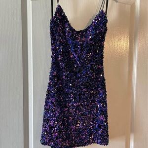 Sequin Mini Dress with Spaghetti Straps